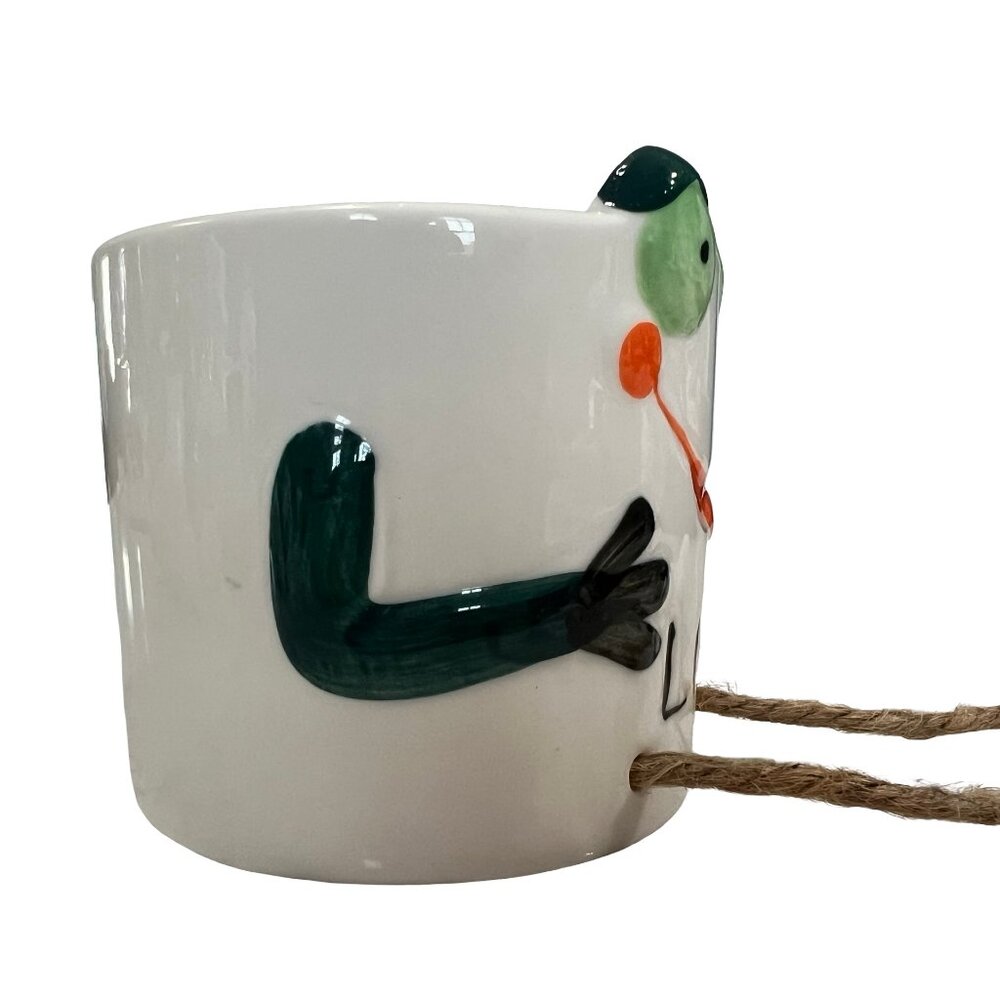Set of 2 Small Glazed Ceramic Frog Planters w/ Hanging Legs Mr. and Mrs. - Picture 6 of 11